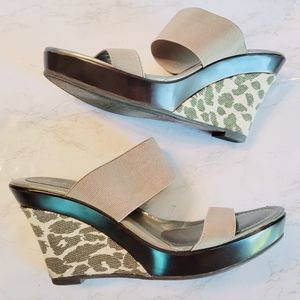 Charles by Charles David Leopard Wedge Sandals